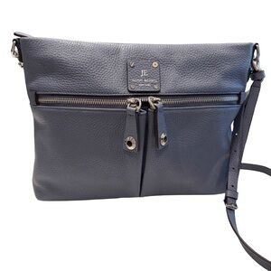 Henri Bendel Women’s Blue/ Gray Pebbled Leather Crossbody Bag Silver Hdwr EUC